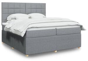 VidaXL Κρεβάτι Boxspring με Στρώμα Ανοιχτό Γκρι 200x200 εκ. Υφασμάτινο