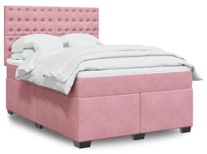 VidaXL Κρεβάτι Boxspring με Στρώμα Ροζ 140x190 εκ. Βελούδινο