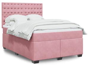 VidaXL Κρεβάτι Boxspring με Στρώμα Ροζ 140x200 εκ. Βελούδινο