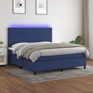 VidaXL Κρεβάτι Boxspring με Στρώμα & LED Μπλε 160x200 εκ. Υφασμάτινο