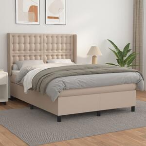 VidaXL Κρεβάτι Boxspring με Στρώμα Καπουτσίνο 140x200εκ.από Συνθ.Δέρμα