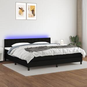 VidaXL Κρεβάτι Boxspring με Στρώμα & LED Μαύρο 200x200 εκ. Υφασμάτινο