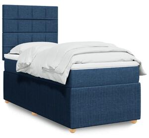 VidaXL Κρεβάτι Boxspring με Στρώμα Μπλε 90x200 εκ.Υφασμάτινο