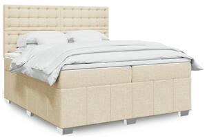 VidaXL Κρεβάτι Boxspring με Στρώμα Κρεμ 200x200 εκ. Υφασμάτινο