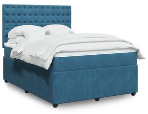 VidaXL Κρεβάτι Boxspring με Στρώμα Σκούρο Μπλε 140x190 εκ. Βελούδινο