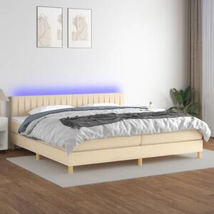 VidaXL Κρεβάτι Boxspring με Στρώμα & LED Κρεμ 200x200 εκ. Υφασμάτινο