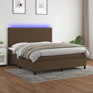 VidaXL Κρεβάτι Boxspring με Στρώμα & LED Σκ.Καφέ 160x200εκ. Υφασμάτινο