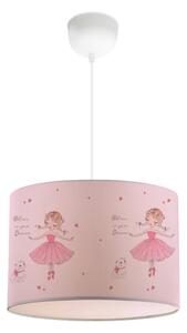 GloboStar® BALLERINA 204-0015 Παιδικό Κρεμαστό Φωτιστικό Φιγούρα Μονόφωτο 1 x E27 IP20 Ροζ Ύφασμα - Μ28 x Π28 x Υ70cm