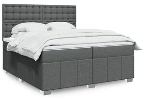 VidaXL Κρεβάτι Boxspring με Στρώμα Σκούρο Γκρι 200x200 εκ. Υφασμάτινο