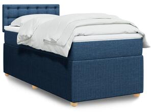 VidaXL Κρεβάτι Boxspring με Στρώμα Μπλε 90x200 εκ.Υφασμάτινο