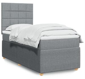 VidaXL Κρεβάτι Boxspring με Στρώμα Ανοιχτό Γκρι 90x200 εκ. Υφασμάτινο