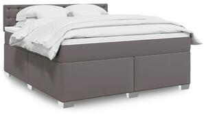 VidaXL Κρεβάτι Boxspring με Στρώμα Γκρι 180x200 εκ. Συνθετικό Δέρμα