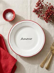 Sinsay - Κεραμικό πιάτο με επιγραφή Amour - λευκο