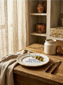 Sinsay - Κεραμικό πιάτο με την επιγραφή Buon Appetito - κιτρινο