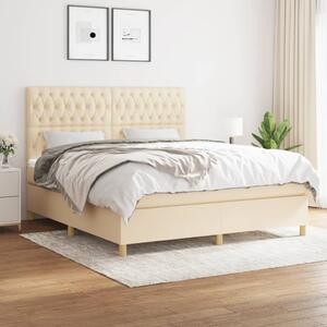 VidaXL Κρεβάτι Boxspring με Στρώμα Κρεμ 180x200 εκ. Υφασμάτινο