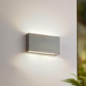 Lindby LED εξωτερική λάμπα τοίχου Jarte, ασημί, μέταλλο, 17cm, IP54, Μεταλλικό, Αλουμίνιο, σύγχρονο