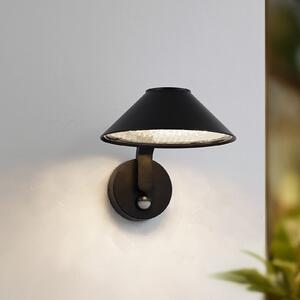 Lindby LED απλίκα Capelo, μαύρο, μέταλλο, αισθητήρας, Ø20cm, Μαύρο, Αλουμίνιο, σύγχρονο