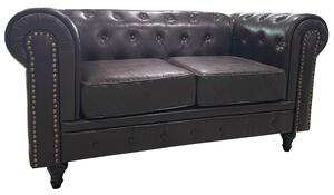 Καναπές Διθέσιος ArteLibre AVERY Σκούρο Καφέ PU 155x90x73cm