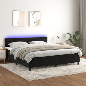 VidaXL Κρεβάτι Boxspring με Στρώμα & LED Μαύρο 160x200 εκ. Βελούδινο