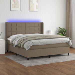 VidaXL Κρεβάτι Boxspring με Στρώμα & LED Taupe 180x200 εκ. Υφασμάτινο