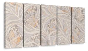 Πεντάπτυχος πίνακας τρυφερές πεταλούδες σε ιστό αράχνης