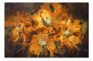 Πίνακας σε καμβά "Orange Flowers" Megapap ψηφιακής εκτύπωσης 120x60x3εκ