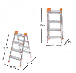 Σκάλα Double Step Perilla μεταλλική 4+4 σκαλοπάτια 93εκ