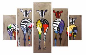 ΠΙΝΑΚΑΣ ΠΕΝΤΑΠΤΥΧΟ MDF COLORFUL ZEBRAS 82Χ56x3 HM7207.03