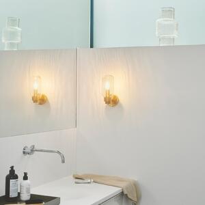 Φωτιστικό τοίχου Tutan, μεταλλικό, γυάλινο, E14, IP44, ορειχάλκινο χρώμα