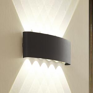 Lindby Εξωτερικός φωτιστικός τοίχου LED Ithan, 5 λάμπες, ανθρακί, 27 cm, Μαύρο, Αλουμίνιο, σύγχρονο