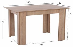 ΤΡΑΠΕΖΙ ΚΟΥΖΙΝΑΣ 140x80x77Υεκ. SONAMA OAK HM2429.01