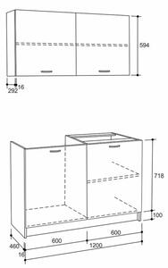 ΣΥΝΘΕΣΗ ΚΟΥΖΙΝΑΣ BLAINE ΜΕΛΑΜΙΝΗ SONAMA-ΛΕΥΚΟ HM2439 120x46-29,2εκ