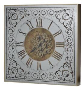 Artekko Artekko Clock Ρολόι Τοίχου με Καθρέφτη MDF Γυαλί Χρυσό Ασημί (82x10x82)cm 38536-5