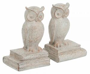 Artekko Artekko Owl Βιβλιοστάτες Κουκουβάγια Ρητίνη Λευκή Πατίνα (12x10x18)cm 72424