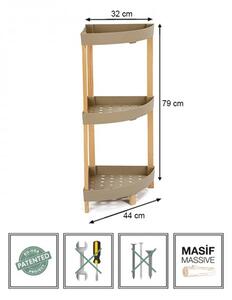 Ραφιέρα δαπέδου γωνιακή πλαστική - ξύλινη χρώμα φυσικό - μπεζ 44x32x79εκ