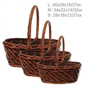 MarHome ΚΑΛΑΘΙΑ ΨΑΘΙΝΑ ΣΕΤ/3 ΚΑΦΕ - 40x29x16/37, 34x22x14/32, 28x18x12/27cm 12/ΣΑΚ 05-00-16109