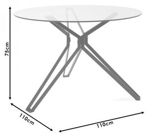 Τραπέζι Aryan pakoworld στρογγυλό γυάλινο-πόδι μαύρο Φ110x75εκ