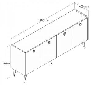 Μπουφές Jeslie pakoworld μελαμίνης oak-ανθρακί 180x40x79εκ