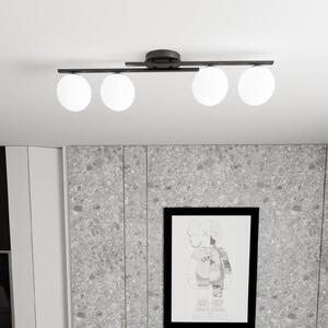 EMIBIG LIGHTING Φωτιστικό οροφής Kairo, μαύρο/οπαλίνα, μήκος 87 cm, 4 φτερά., ρυθμιζόμενος, Μαύρο, Σαλόνι / τραπεζαρία, Μέταλλο, σύγχρονο