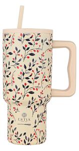 Κούπα Θερμός Με Λαβή & Καλαμάκι 900ml Estia Save The Aegean Tumbler Bloom Beige 01-35181