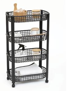 Τρόλεϊ/Ραφιέρα 4 Θέσεων (46.5x25.5x79) F-V Basket Trolley Black 189990A