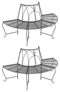VidaXL Παγκάκια Δέντρου Ημικυκλικά 2 τεμ. Μαύρα Ø159 εκ. Ατσάλινα