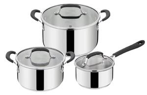 Σετ Κατσαρόλες Jamie Oliver Tefal με αντικολλητική επίστρωση, γυάλινο καπάκι και διαμέτρους 16cm, 20cm, 24cm - 6 τεμαχίων (3 κατσαρόλες, 3 καπάκια)
