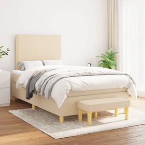 VidaXL Κρεβάτι Boxspring με Στρώμα Κρεμ 120x200 εκ. Υφασμάτινο