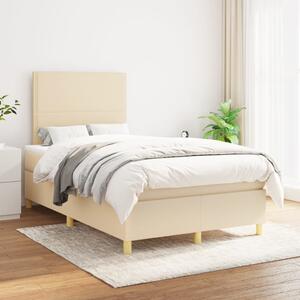 VidaXL Κρεβάτι Boxspring με Στρώμα Κρεμ 120x200 εκ. Υφασμάτινο