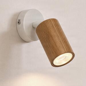 Luminex Επιτοίχιος προβολέας Nisse, λευκός, βάθος 18 cm, 1 φτερό, ξύλο/μέταλλο, ρυθμιζόμενος, Λευκό, Σαλόνι / τραπεζαρία, Ξύλο, Προβολέας τοίχου