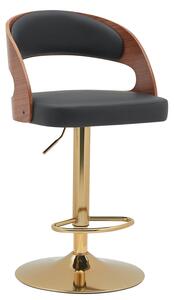Σκαμπό Bar ArteLibre SINDRI Μαύρο/Καφέ Ξύλο/PU/Αλουμίνιο 48x49x91-112cm