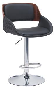 Σκαμπό Bar ArteLibre HAGEN Μαύρο/Καφέ Ξύλο/PU/Αλουμίνιο 52x51x89-110.5cm