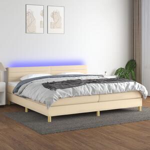 VidaXL Κρεβάτι Boxspring με Στρώμα & LED Κρεμ 200x200 εκ. Υφασμάτινο