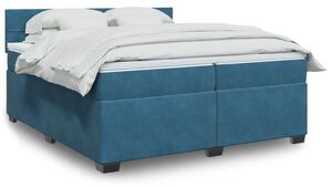 VidaXL Κρεβάτι Boxspring με Στρώμα Μπλε 200x200 εκ. Βελούδινο